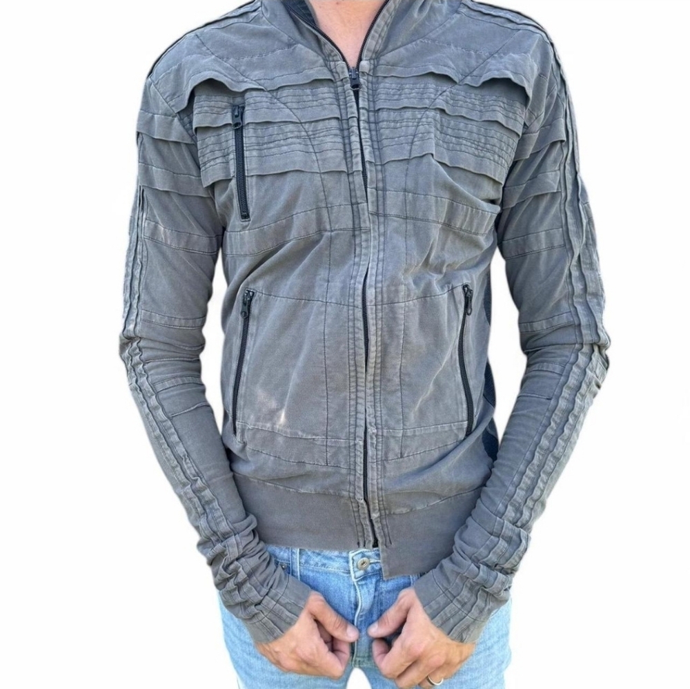 DEMOBAZA MEN S18 REUNION Hoodie Fit Portal Gray Distressed Jacket M - Picture 6 of 16